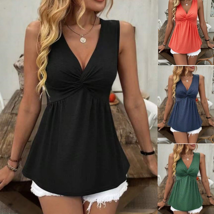 Sleeveless V-neck Design