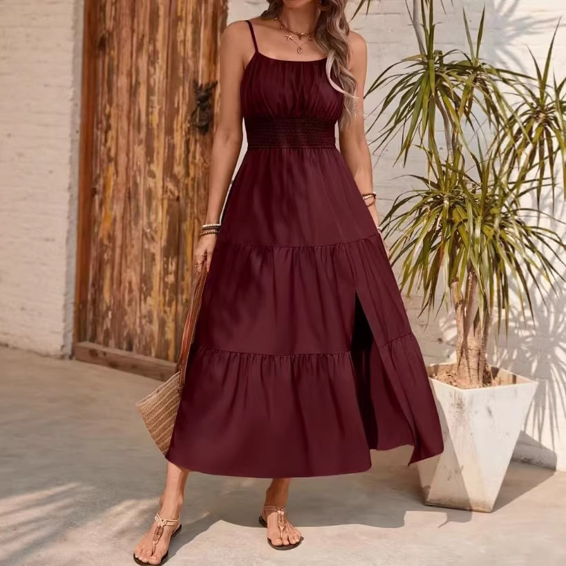 Strapless Layered Waist-cinching Solid-color Slim-fit Dress - Image 2